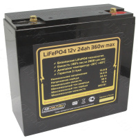 Аккумулятор LiFePO4 12v24ah 360w max пластик